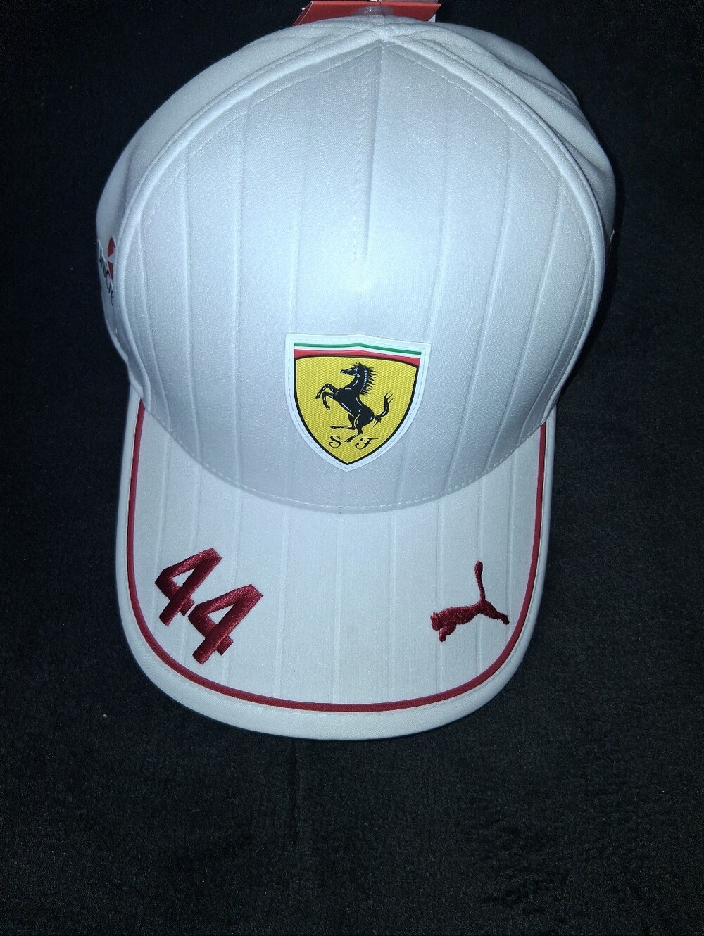 Ferrari White Cap with Red Accents and Yellow Shield